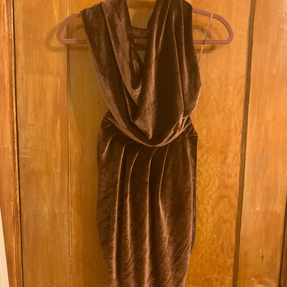 Naked Wardrobe Brown Velvet Backless Dress - Med - Picture 3 of 7